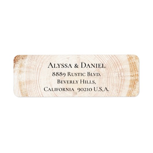 Étiquette Rustic Wedding Wood grain tree bark ring Custom (Devant)