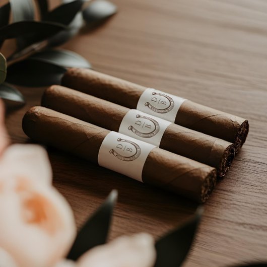 Étiquette Rustic Western Horseshoe Monogram Cigar Bands