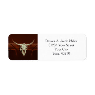 Étiquette Rustic Western Mariage Bull Skull Sauvez La Date