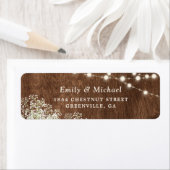 Étiquette Rustic Wood Baby's Breath String Lights Adresse (En situation)