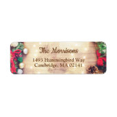 Étiquette Rustic Wood Christmas Lights Retourner l'adresse (Devant)