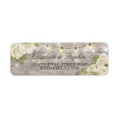 Étiquette Rustic Wood Floral String Lights Mariage Adresse (Devant)