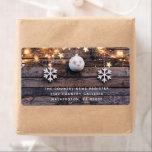 Étiquette  Rustic Wood Lights Stars Merry Christmas<br><div class="desc">Rustic Wood Lights Stars Merry Christmas Business Card - the perfect way to wish your business associates and customers a Merry Christmas. Rustic business card features barnwood with snowflakes, ornaments and glowing stars. The front of the business card reads " We Wish You a Merry Christmas" (editable) customized with your...</div>