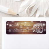 Étiquette Rustic Wood Mason Jar String Mariage Adresse (En situation)