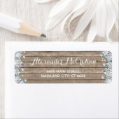 Étiquette Rustic Wood Silver Parties scintillant diamant Adr (En situation)