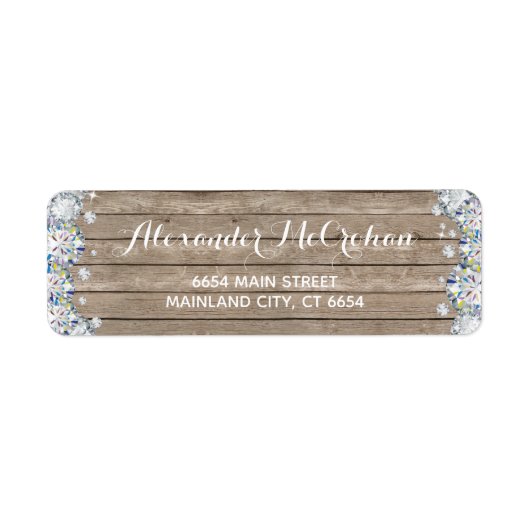 Étiquette Rustic Wood Silver Parties scintillant diamant Adr (Devant)