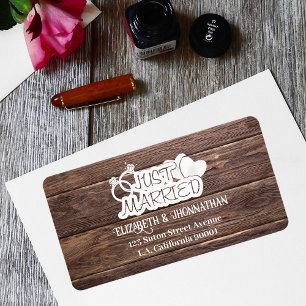 Étiquette Rustic Wood vient de se marier Mariages de typogra