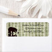 Étiquette Rustic Woodland Bear Fishing, Birch Trees Adresse (En situation)