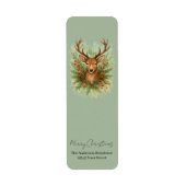 Étiquette Rustic Woodland Deer Head with Winter Foliage -  (Devant)