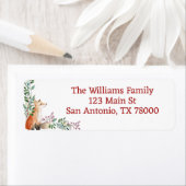 Étiquette Rustic Woodland Fox Holiday Adresse de retour (En situation)