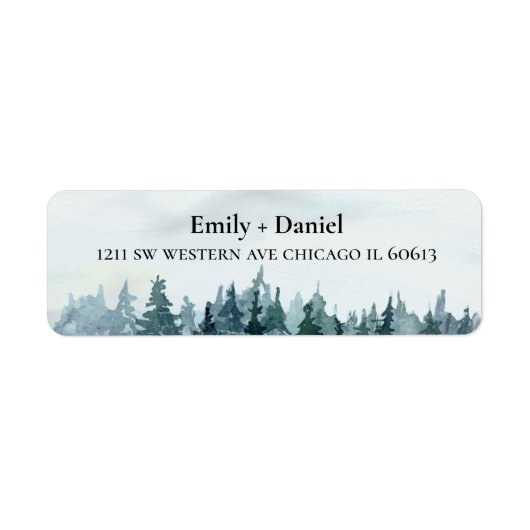Étiquette Rustique Aquarelle Pine Trees 🌲 Adresse (Devant)