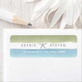 Étiquette Rustique aquarelle rayures nautique mariage plage  (En situation)