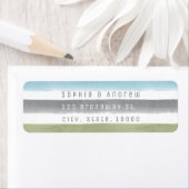 Étiquette Rustique aquarelle rayures nautique mariage plage (En situation)