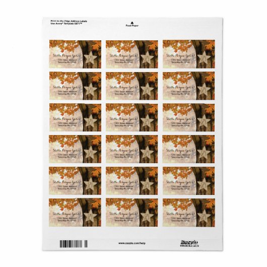 Étiquette Rustique Automne arbre d'automne Lumières Mariage (Feuille entière)