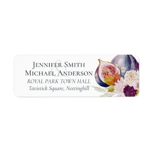 Étiquette Rustique automne Citrouille Figs Fleurs Mariage (Devant)