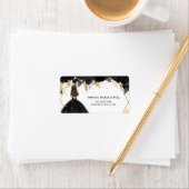 Étiquette Rustique Black Gold Floral Princesse Quinceanera (En situation)