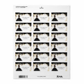 Étiquette Rustique Black Gold Floral Princesse Quinceanera (Feuille entière)