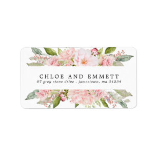 Étiquette Rustique Boho Blush Rose Rose Rose Adresse Florale