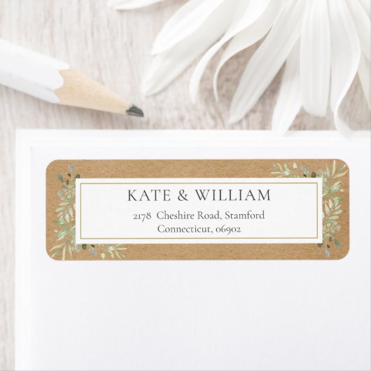 Étiquette Rustique Boho Greenery Aquarelle Adresse de rempli (En situation)