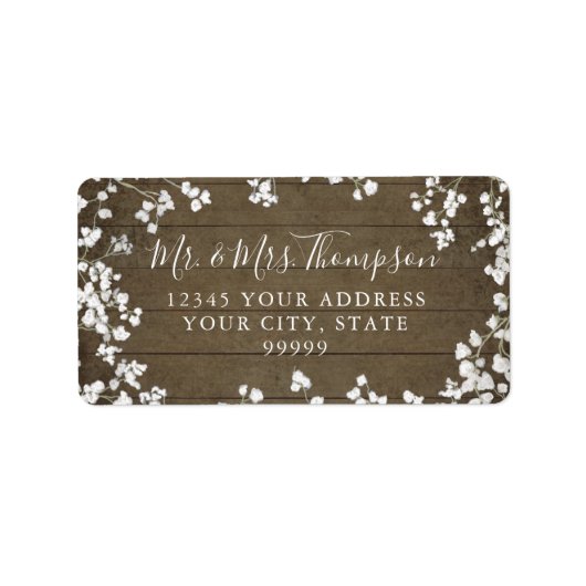 Étiquette Rustique Bois du bébé souffle Floral Adresse de re (Devant)