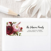 Étiquette Rustique Bourgogne Blush Floral Mariage (En situation)