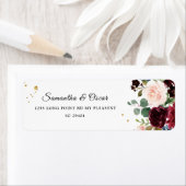 Étiquette Rustique Bourgogne Marine Bleu & Rouge Beauté Fleu (En situation)