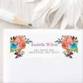 Étiquette Rustique brillant Floral rose orange (En situation)