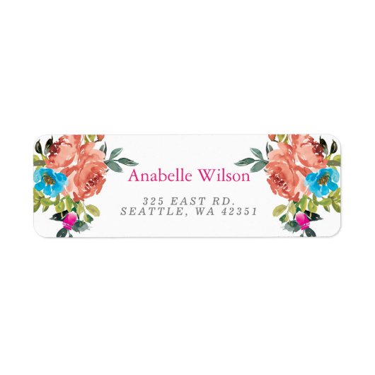 Étiquette Rustique brillant Floral rose orange (Devant)