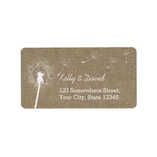 Étiquette Rustique Burlap Dandelion Vintage Wedding (Devant)