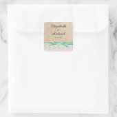 Étiquette Rustique Burlap Lace Mint Ribbon Favoris (Sac)