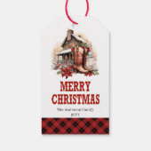 Étiquette rustique de Noël cowboy modifiable avec  (Dos)