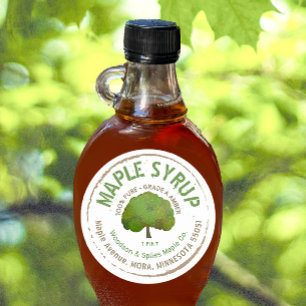 Étiquette rustique de sirop d'érable couleur terre