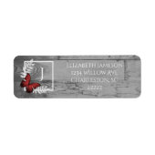 Étiquette rustique du papillon rouge (Devant)