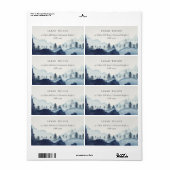 Étiquette Rustique Encre Bleue Marine Pine Woods Mountain Ad (Feuille entière)