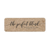 Étiquette Rustique Faux Kraft Script Le Mariage Parfait Méla (Devant)