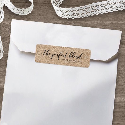Étiquette Rustique Faux Kraft Script Le Mariage Parfait Méla