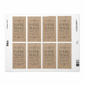 Étiquette Rustique Kraft Flore Faite À La Main Avec Amour (Feuille entière)