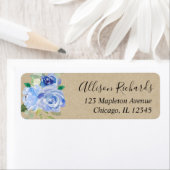 Étiquette Rustique kraft marine bleu blanc vert aquarelles (En situation)