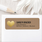 Étiquette Rustique Kraft papier Faux Gold Foil Mariage coeur (En situation)