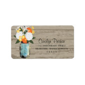 Étiquette Rustique Mason Jar Gerbera Daisey Hydrangeas (Devant)