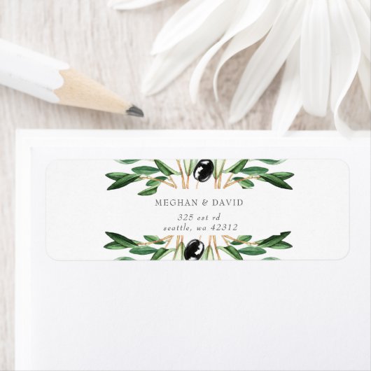 Étiquette Rustique moderne géométrique Branches d'olive Mari (En situation)