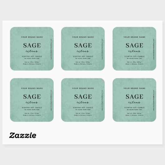 Étiquette rustique moderne Sage Vert (Feuille)