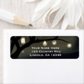 Étiquette Rustique Night Tree & Mason Jar Lumières Mariage (En situation)