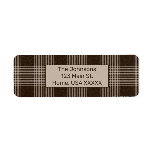 Étiquette Rustique Plaid Brown et beige (Devant)