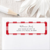 Étiquette Rustique Plaid Red White Check Adresse de retour (En situation)