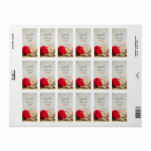 Étiquette Rustique Rouge Poinsettia Mariage d'hiver Favor Ta (Feuille entière)