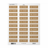 Étiquette Rustique Tan Burlap Custom Monogramme Adresse de r (Feuille entière)