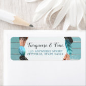 Étiquette Rustique Turquoise Boho Boho Adresse de retour (En situation)