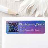 Étiquette S Monogramme "Old World Blue" design Adresse Lable (En situation)