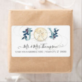 Étiquette Sable de la plage de Noël Dollar Bleu Script (En situation)